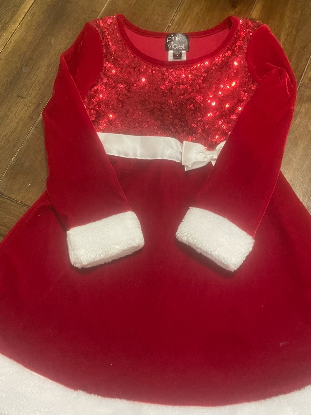 Pink Violet Girls' Red Sequin Holiday Dress Costume